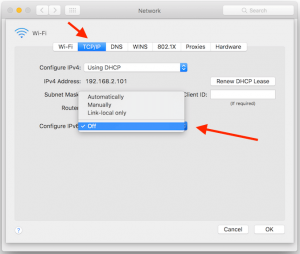 Отключить ipv6 mac os