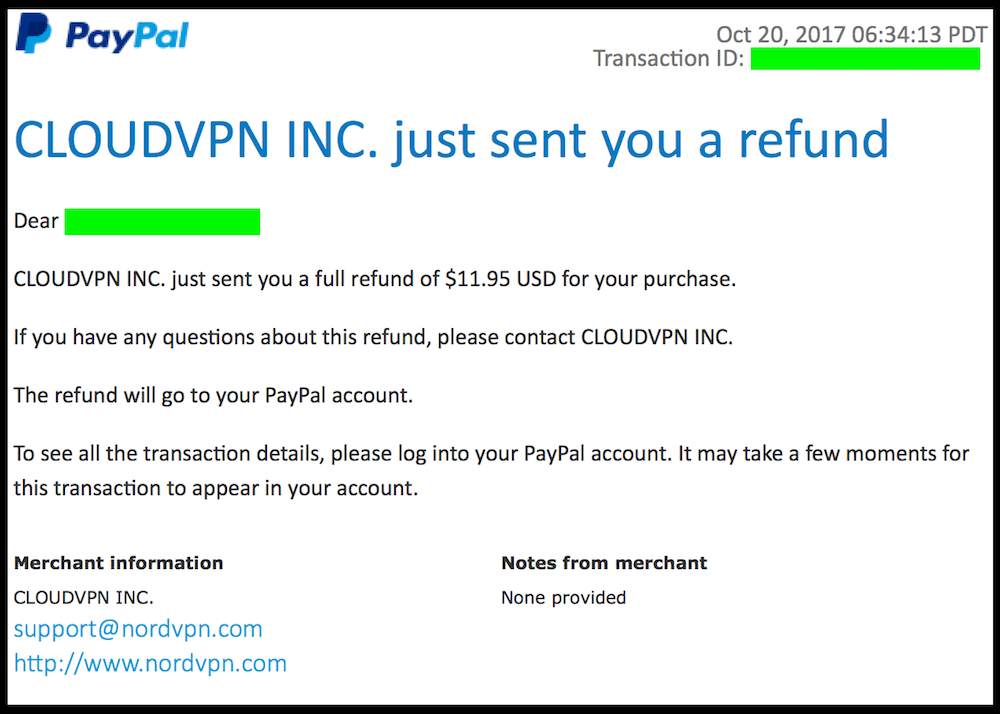 nord vpn refund