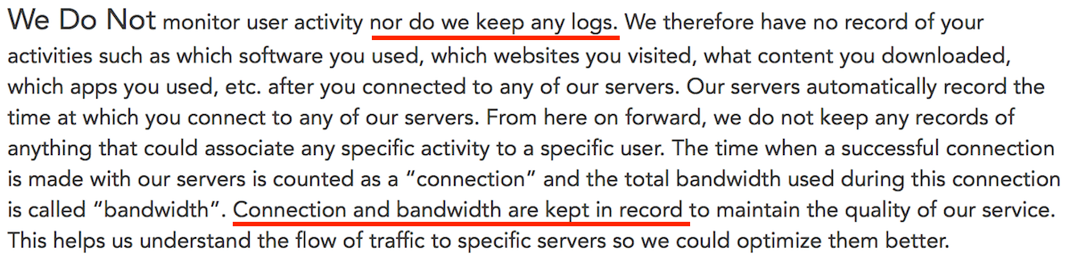 purevpn logs connection data