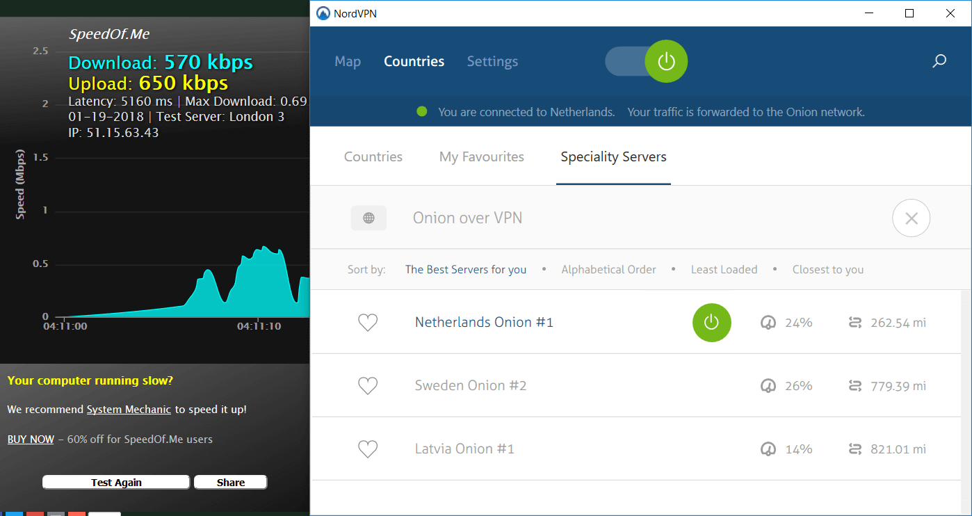 using tor onion with nordvpn review