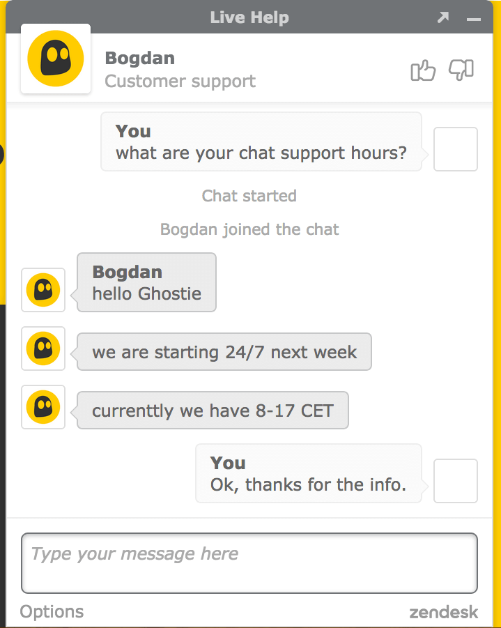 cyberghost live support