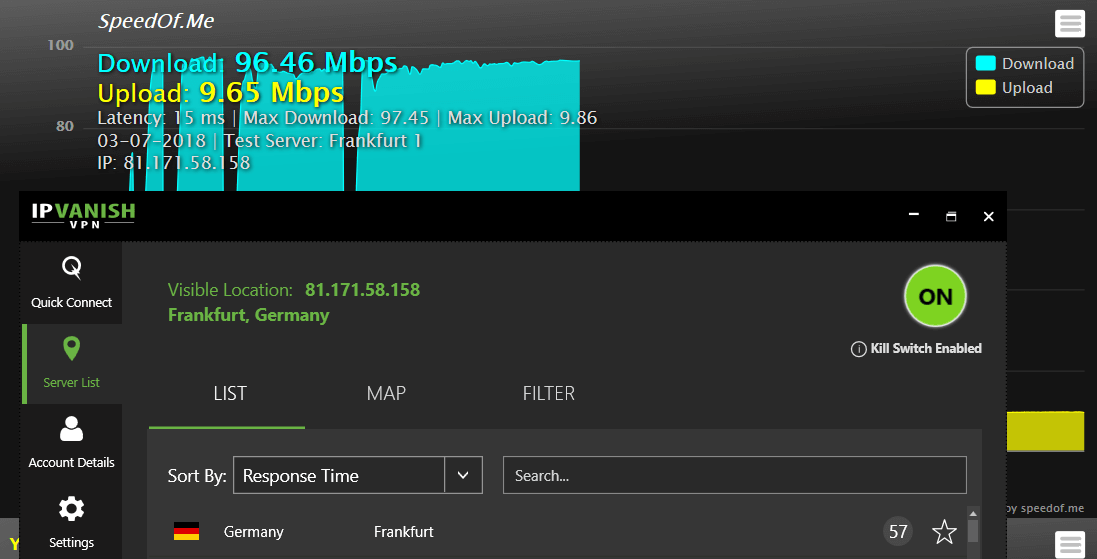 ipvanish speed test