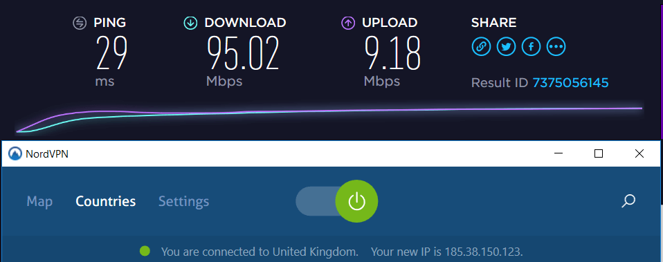 nordvpn speed in the uk