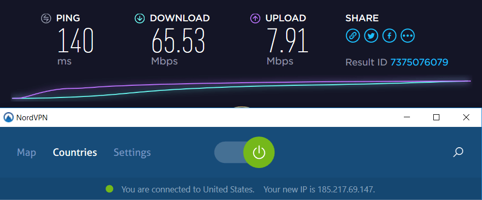 nordvpn speed test server