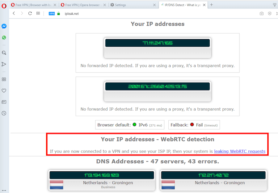 opera vpn ip leaks dns leaks