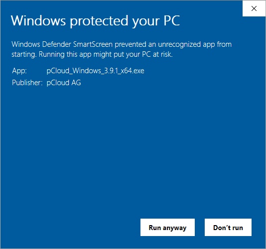 pCloud Windows 10
