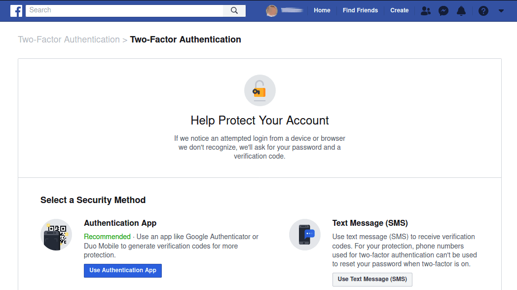 Can't login FB because the 2 factor authentication was set-up on