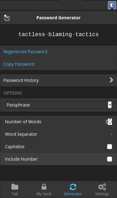 bitwarden password generator
