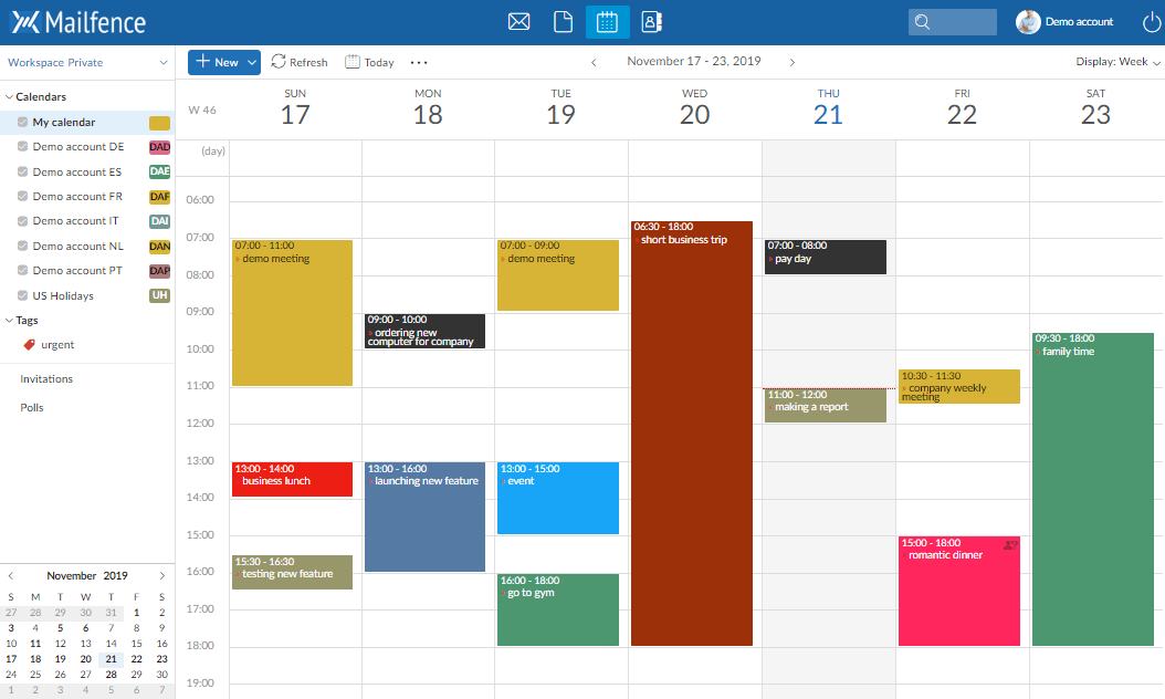 mailfence calendar
