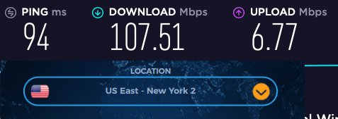 VPNac us speed tests
