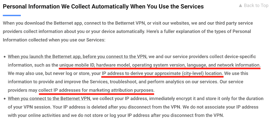 betternet privacy