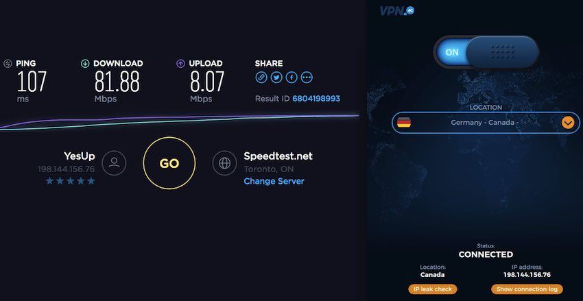 double vpn speeds with vpnac