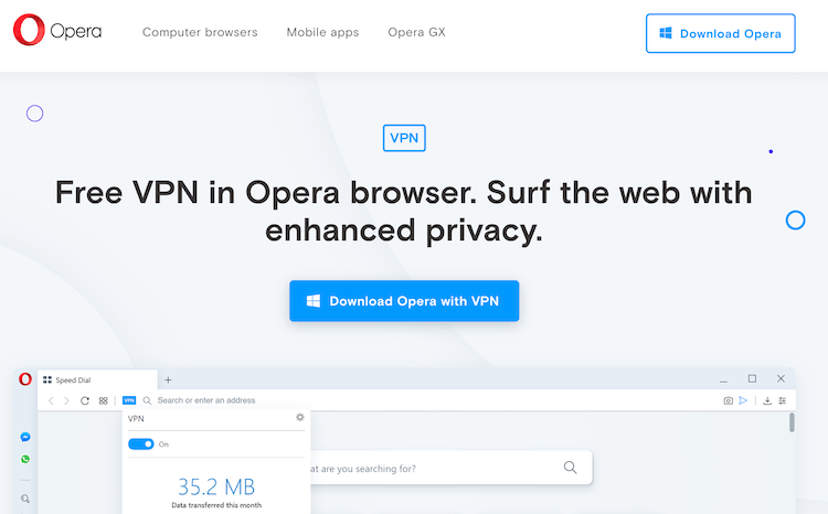 opera beta with vpn
