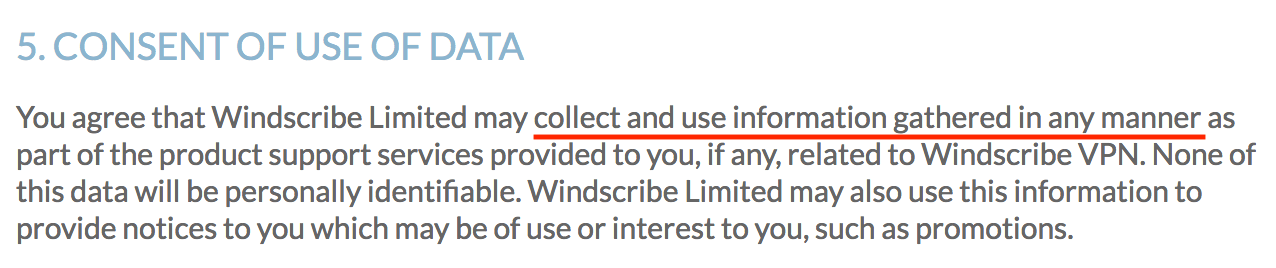 Windscribe sin política de registros