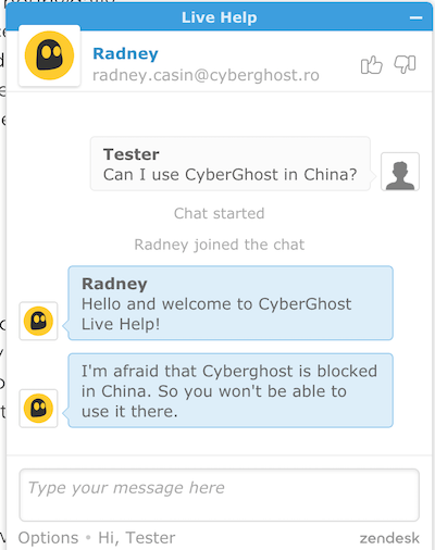 CyberGhost China VPN