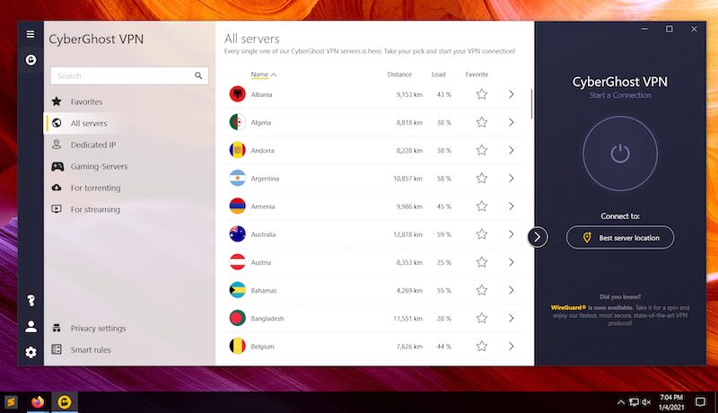 CyberGhost desktop VPN app