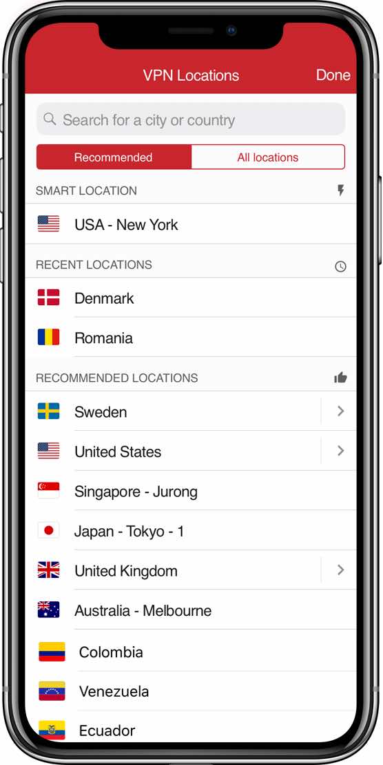 ExpressVPN iOS app