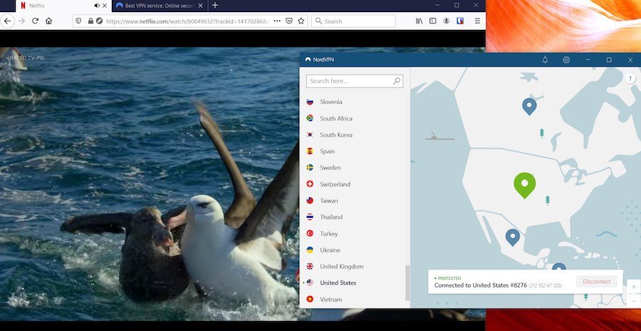 Streaming Netflix with NordVPN app