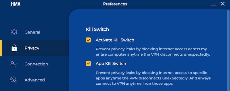 Problèmes de révision HMA VPN