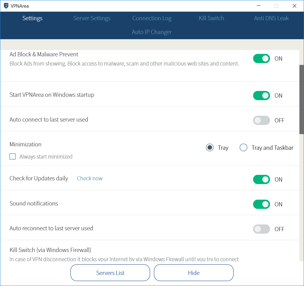 VPNArea windows