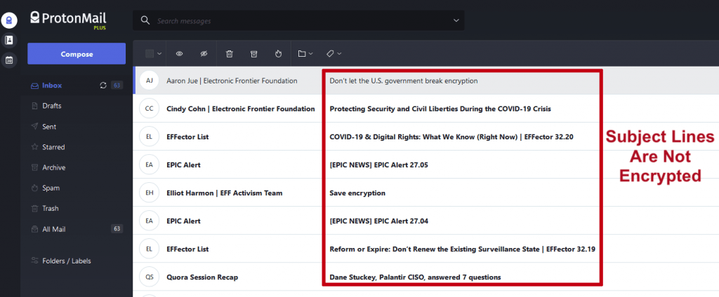 protonmail subject not encrypted