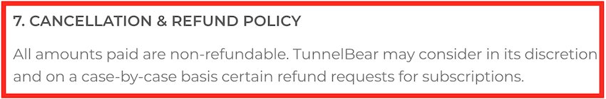 TunnelBear Refund Policy