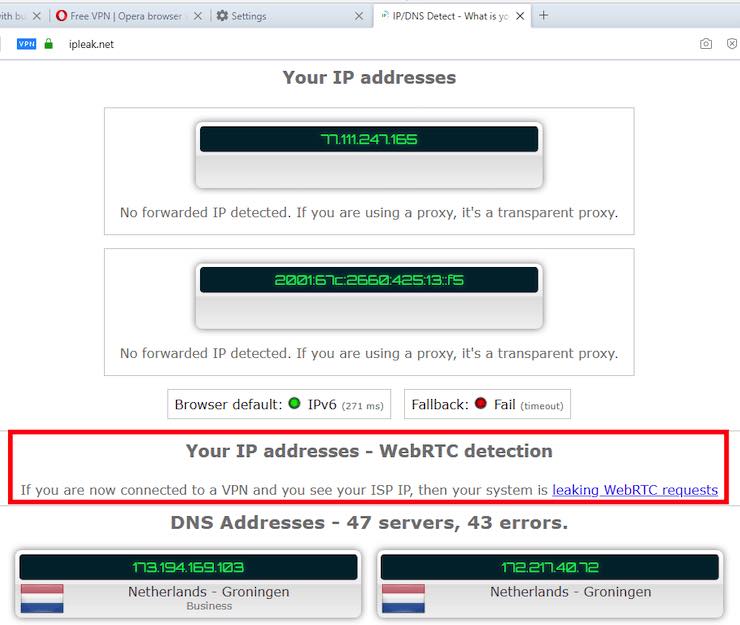 Opera VPN Sızıntı Testi
