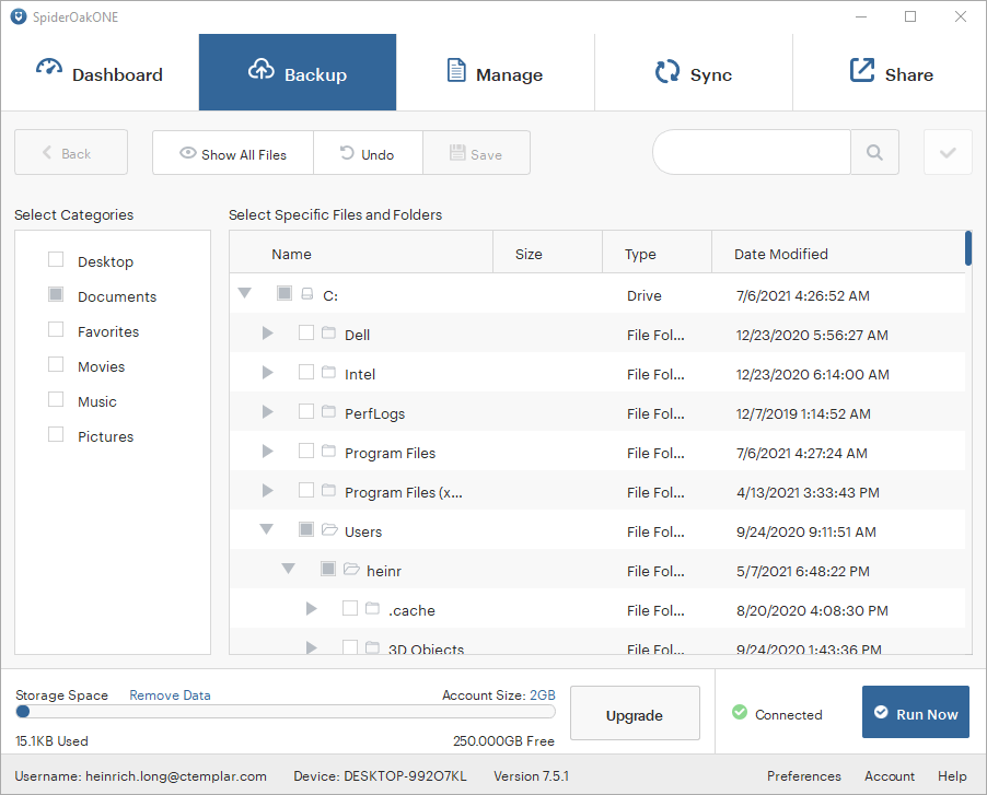 spideroak one client