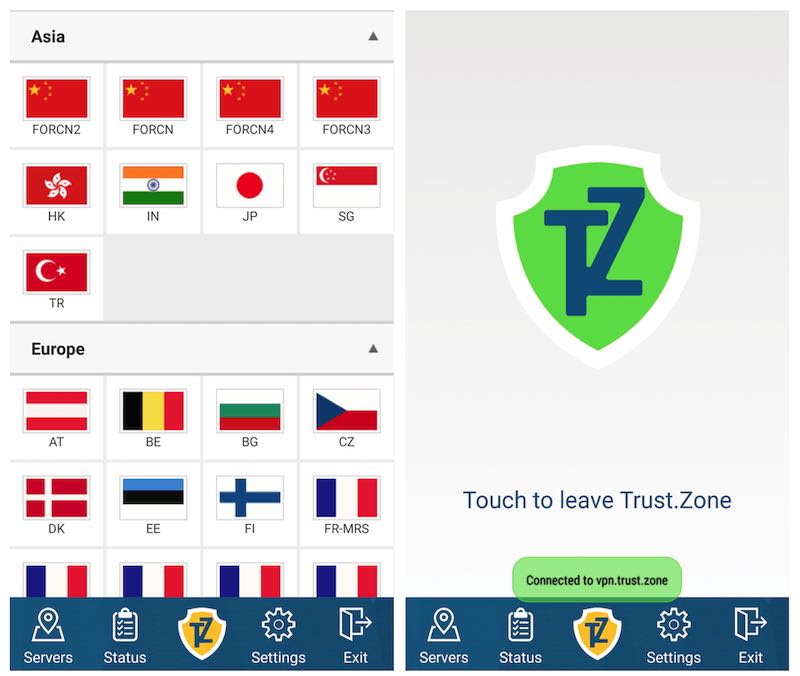 trust zone VPN android