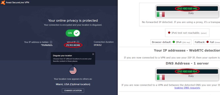 what is avast secureline network interface name