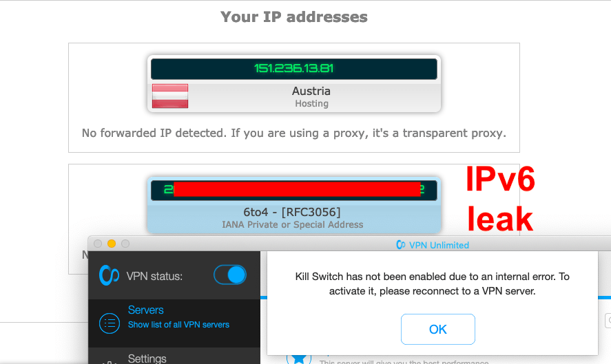 VPN IPv6 perdita