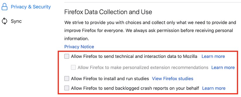 firefox telemetry security