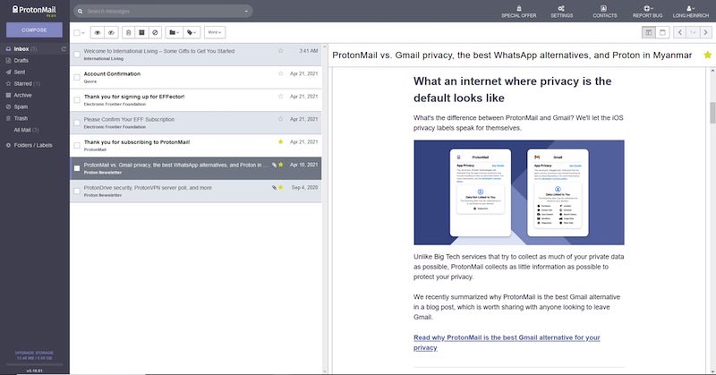 ProtonMail test review