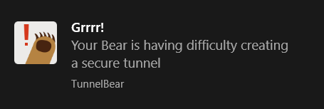 TunnelBear not connecting