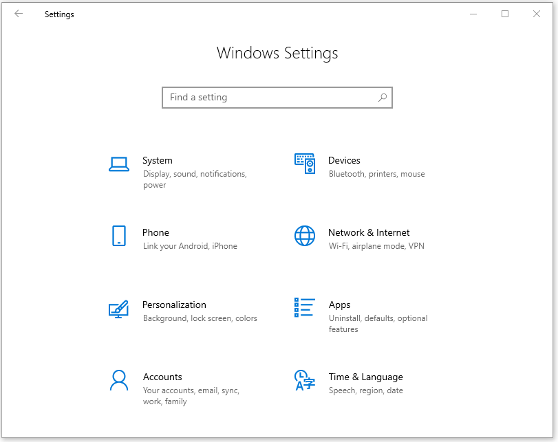 Windows settings for privacy