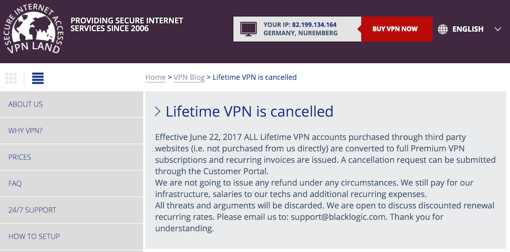 lifetime VPN subscription scam