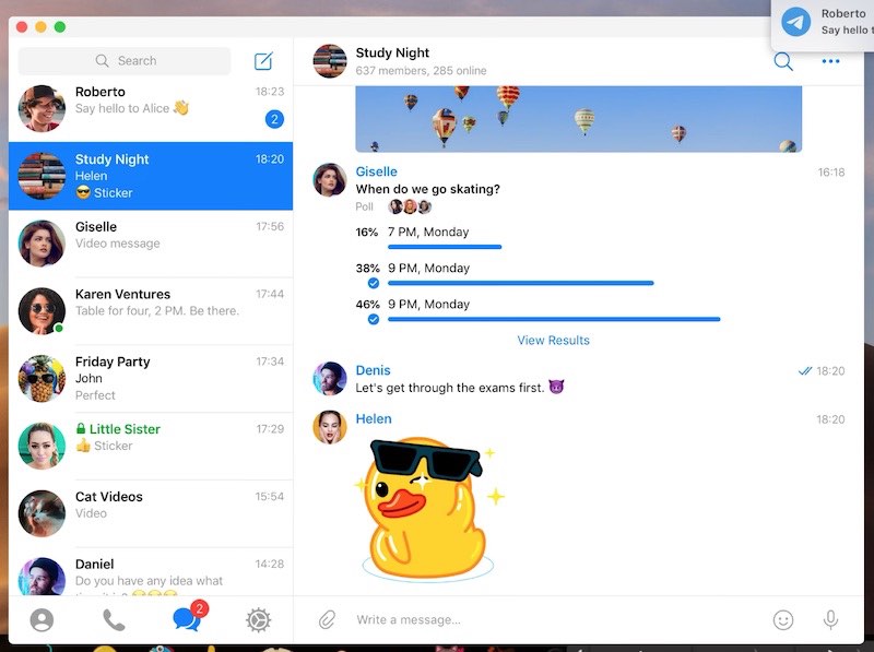 telegram on desktop