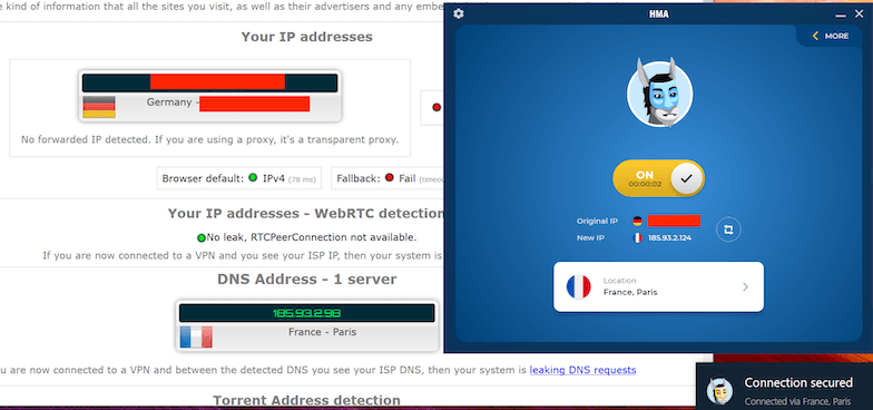 HMA VPN διαρροή