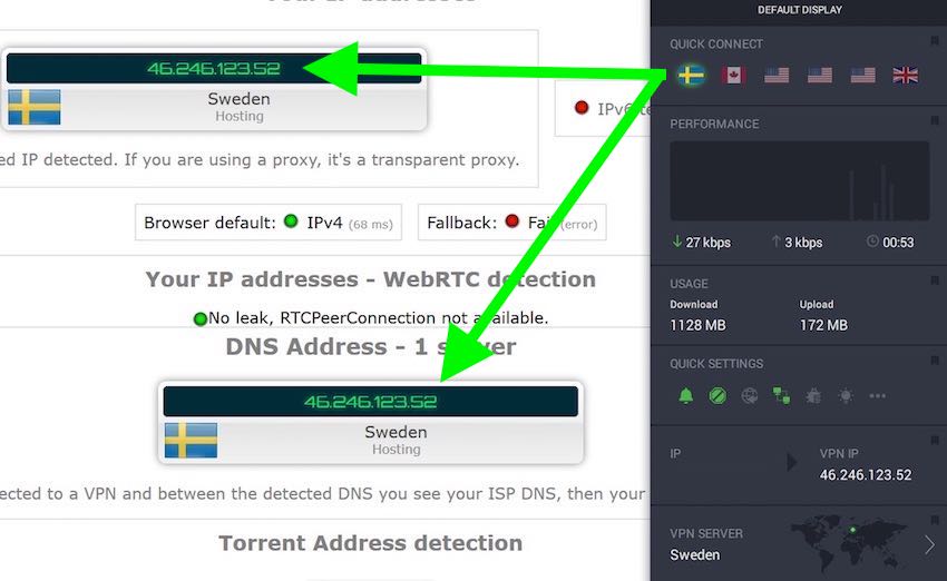 Prueba de VPN de acceso a Internet privado