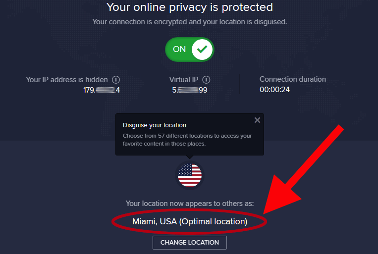 Ubicación de la aplicación AVAST VPN