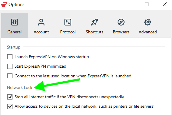 network lock expressVPN