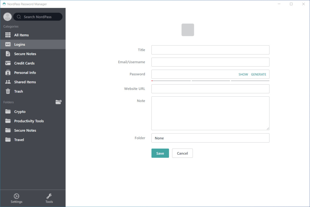 nordpass password entry