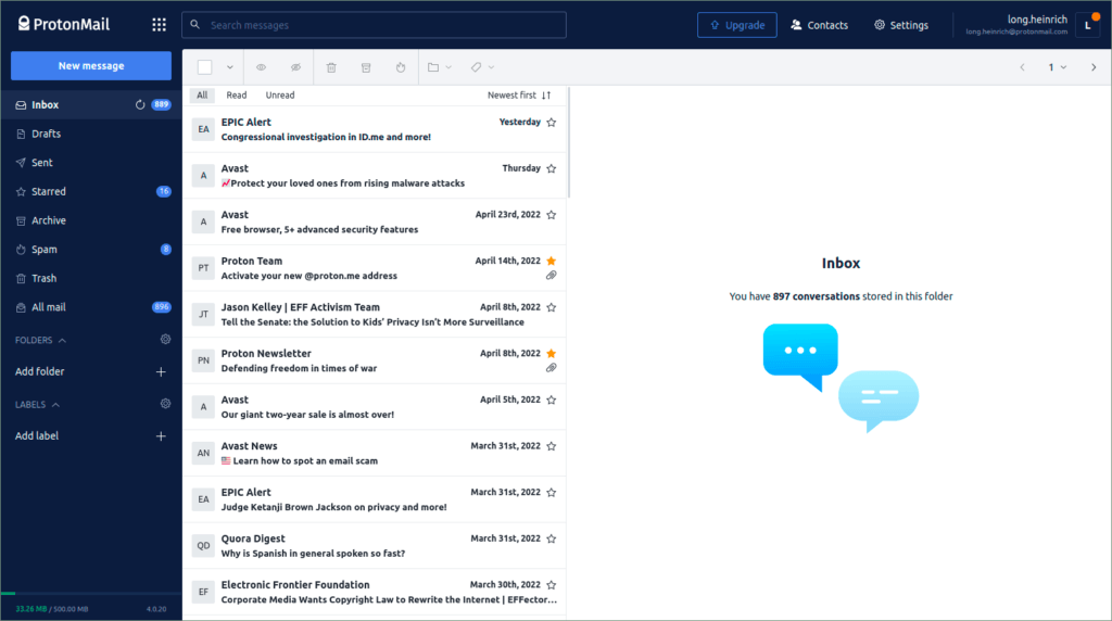 protonmail new interface