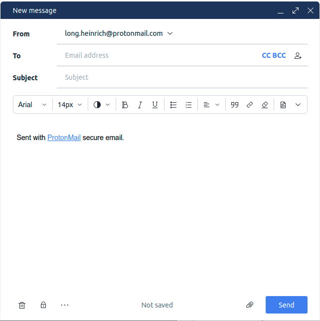protonmail new message window
