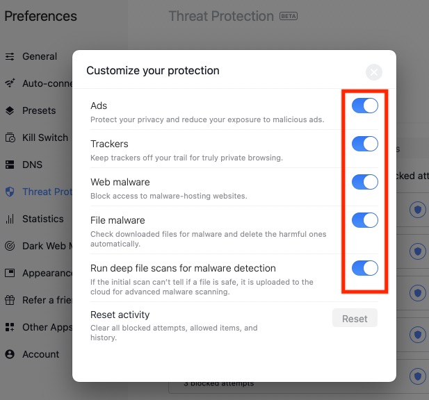 Threat Protection security NordVPN vs CyberGhost