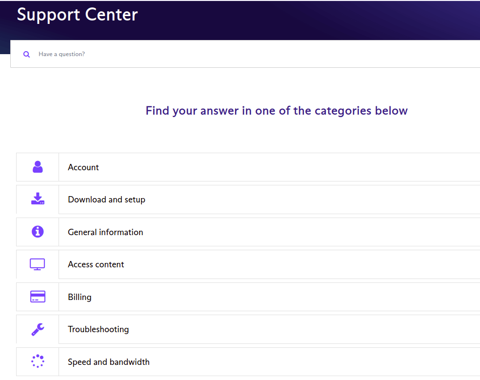 proton vpn support center options