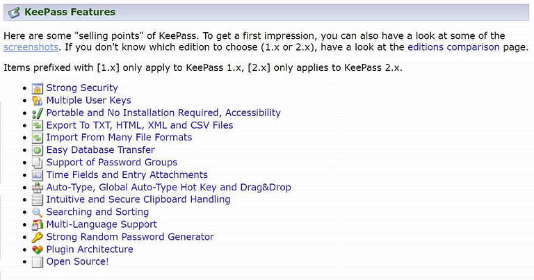 KeePass Main Features