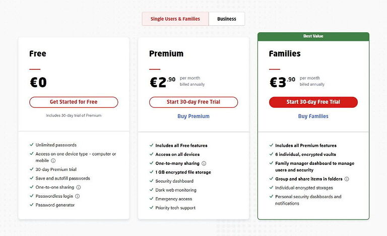 lastpass pricing plans