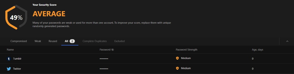 Roboform Password Security Score