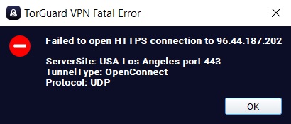 TorGuard VPN Fatal Error